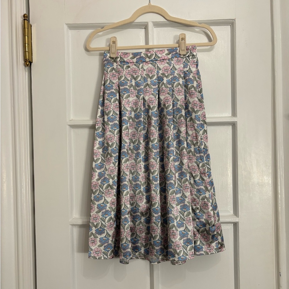 Zara Silky Floral Midi Skirt